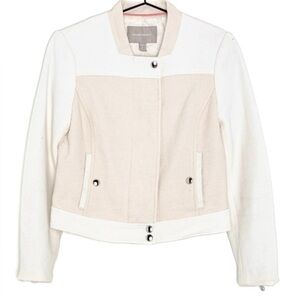 Banana Republic Textured Colourblock Motto Jacket in Cocoon - Size 8